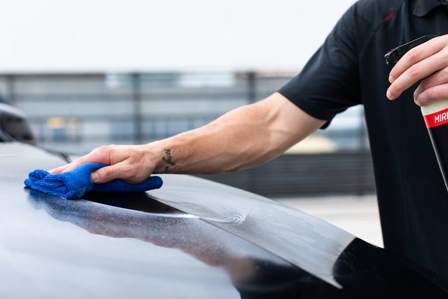 Car door area being detailed around edges and sills